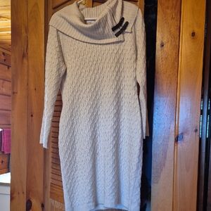 Studio One Cream Cowl Neck Sweater Dress